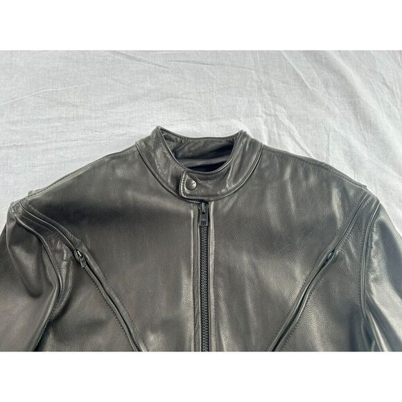 Brooks Black Leatherwear Biker Jacket Men's Size 46 Leather, Made in the USA - Picture 3 of 16